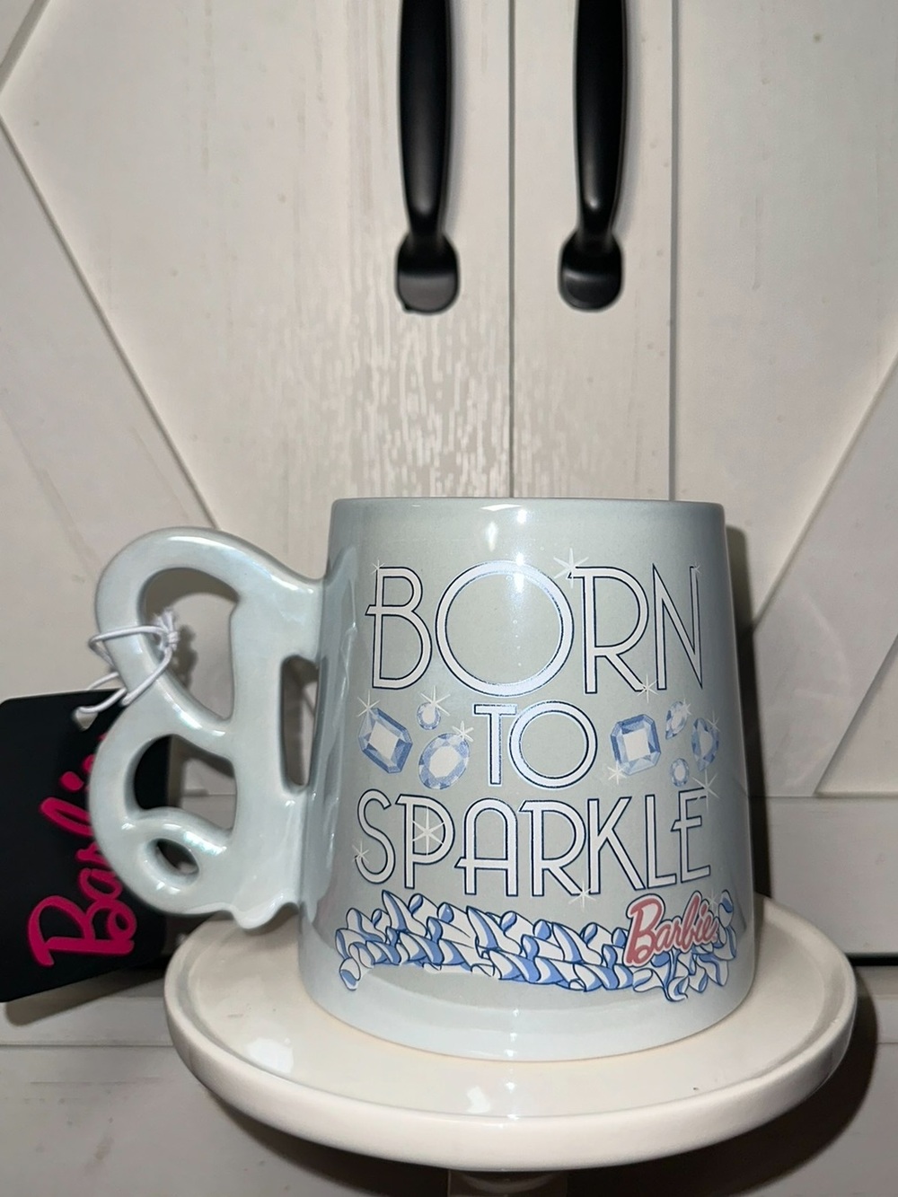 Barbie Light Blue and Silver 'Born to Sparkle' Ceramic Mug